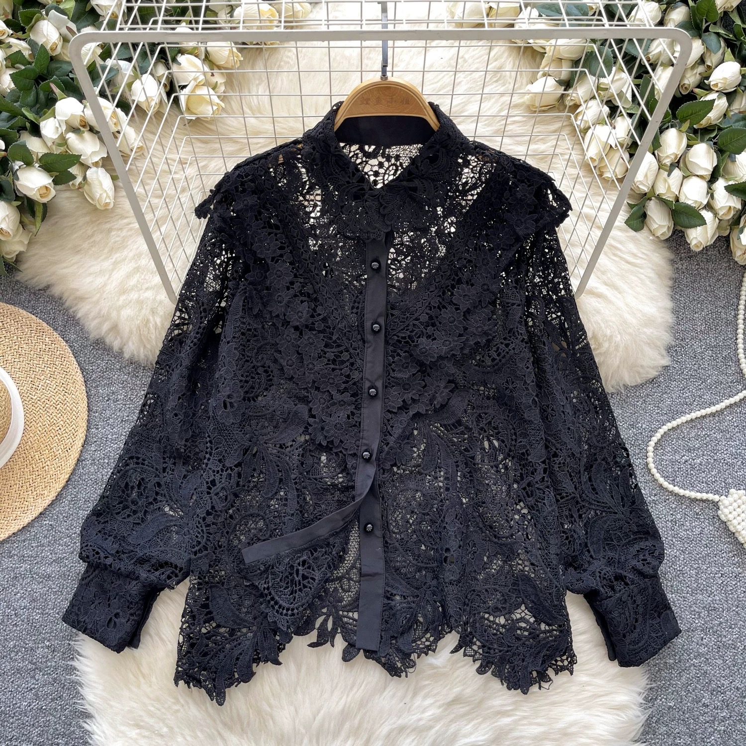 Hot fix lace shirt SH138 images